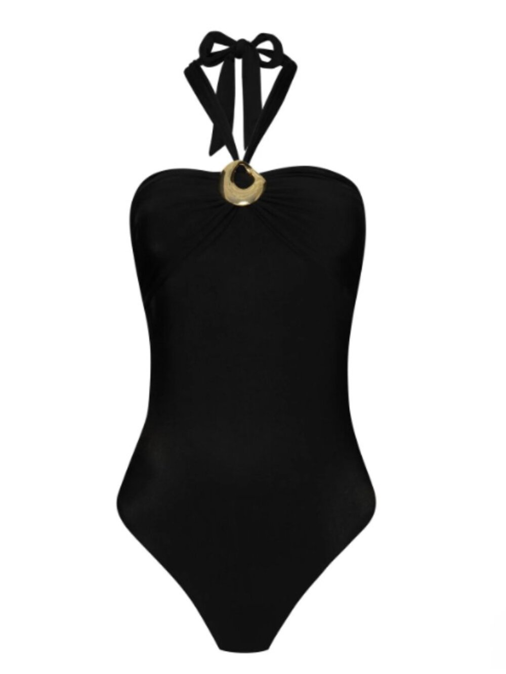 NWT PQ Swim Eliza One Piece Swimsuit Midnight Black Gold Medium
